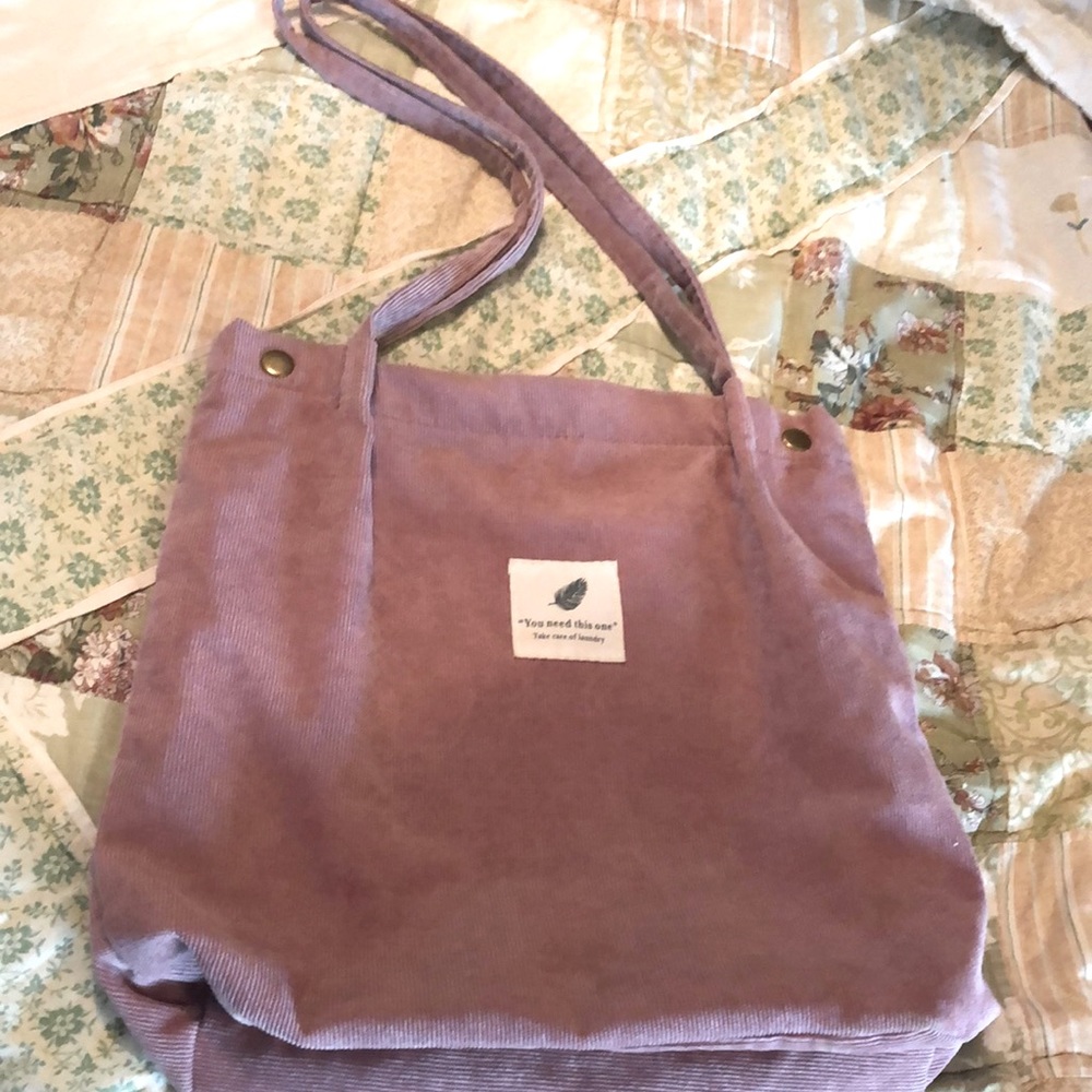 Pinkish soft courdory shoulder bag